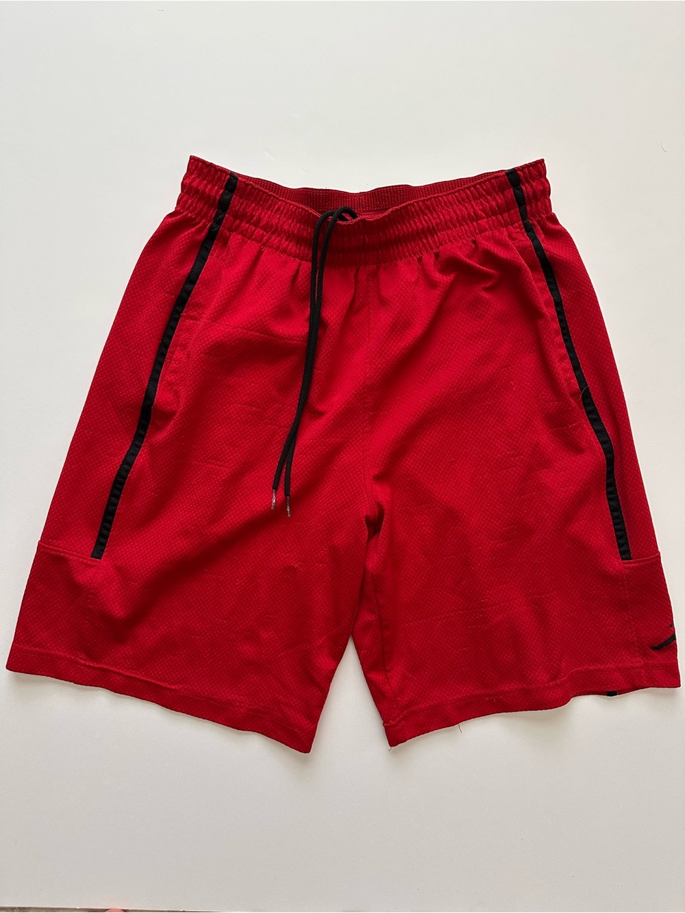Jordan Red Athletic Mesh Shorts with Black Accents